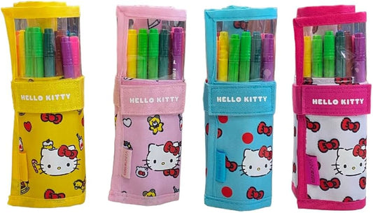 Astuccio a Rotolo Brush 18 Pennarelli Bipunta Hello Kitty 50th Anniversary