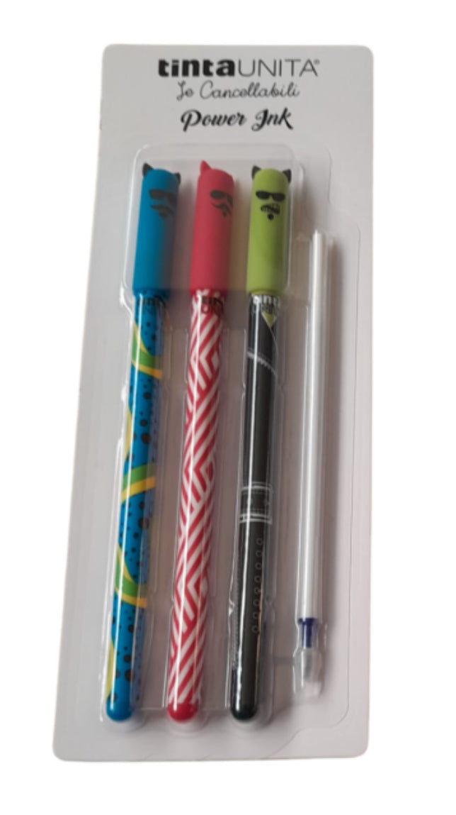 TINTA UNITA KIT 3 PENNE CANCELLABILI BLU+ REFIL BLU FASHION EDIZIONE 2025/2026