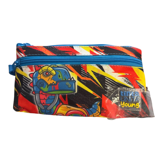 Astuccio Triangolare 2 Zip Young Boy robot drago