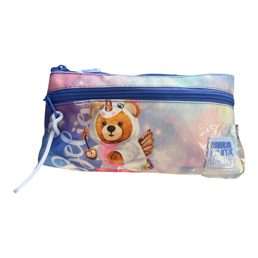 Astuccio Triangolare 2 Zip unicorno