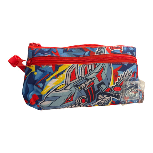 Astuccio Triangolare 2 Zip Young Boy “Shark Robot”
