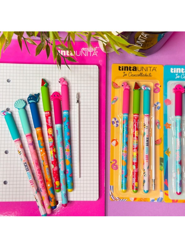 Set Penne cancellabili TintaUnita Hello Summer Vibes 3pz + 1 refil ink