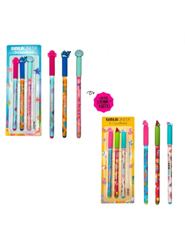Set Penne cancellabili TintaUnita Hello Summer Vibes 3pz + 1 refil ink
